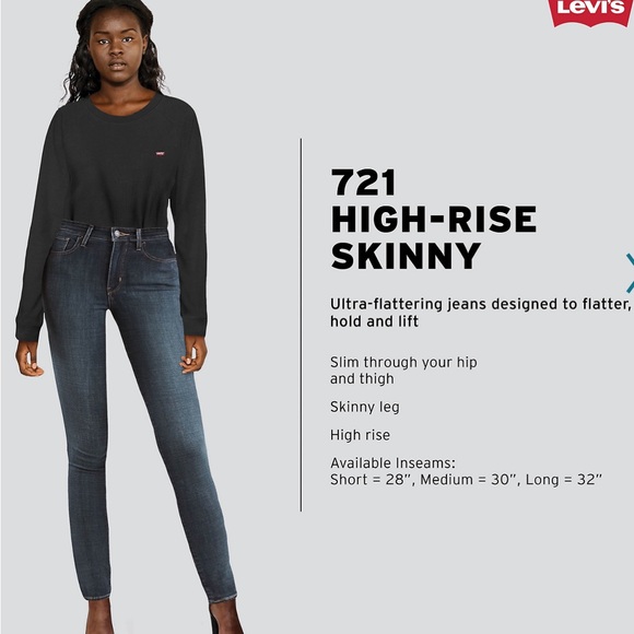 NWT women’s Levi’s black high rise skinny jeans SZ 16 short - Picture 2 of 9
